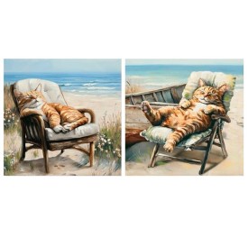 CANVAS PINTADO A MANO 40% GATADO 60X60X2CM 2 SURT