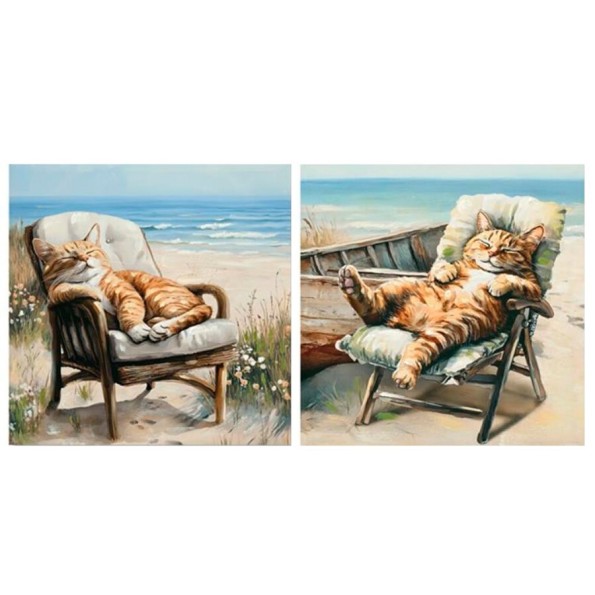 CANVAS PINTADO A MANO 40% GATADO 60X60X2CM 2 SURT