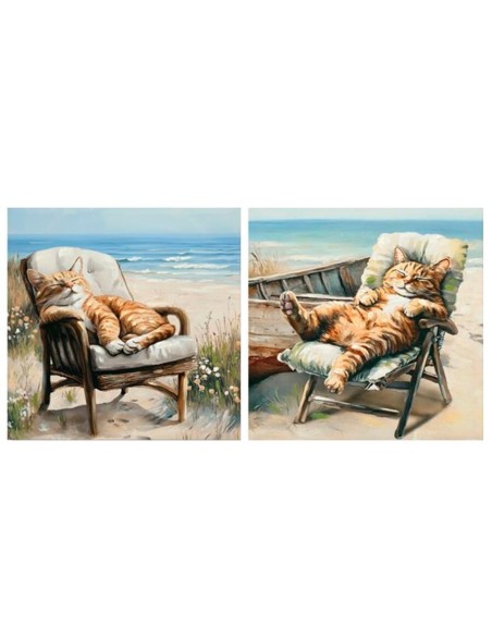 CANVAS PINTADO A MANO 40% GATADO 60X60X2CM 2 SURT