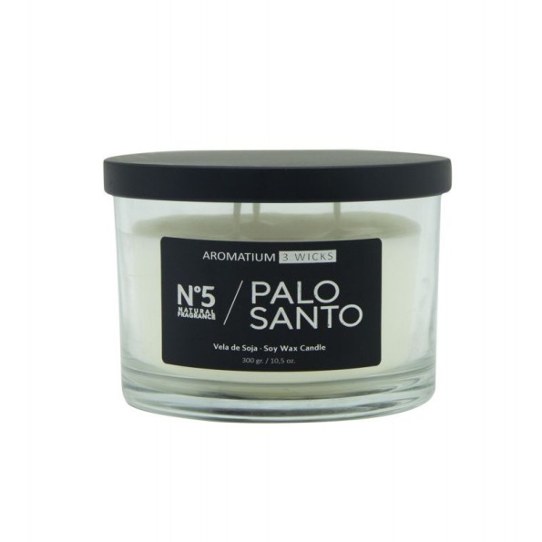 VELA 3 MECHAS 300 G. PALO SANTO AROMATIUM