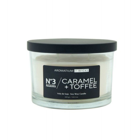 VELA 3 MECHAS 300 G. CARAMEL TOFFEE AROMATIUM