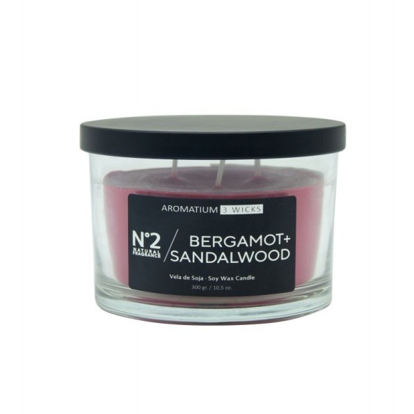 VELA 3 MECHAS 300 G. BERGAMOTA SANDALWOOD