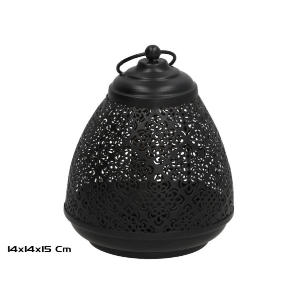 FAROL RABAT 14X14X15CM NEGRO ORO