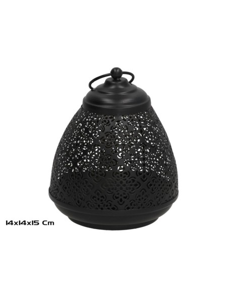 FAROL RABAT 14X14X15CM NEGRO ORO