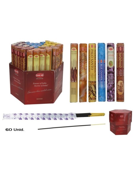 INCIENSO HEX. PDQ-60PCS  6 SURT. 23CM