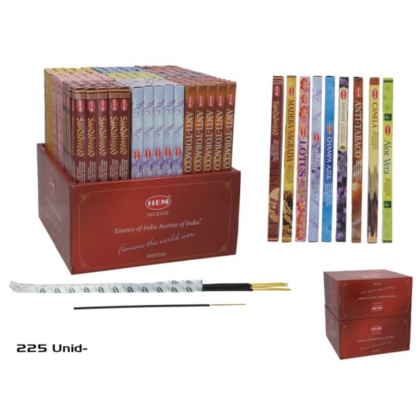INCIENSO CUAD. PDQ-225PCS 9 SURT. 23CM