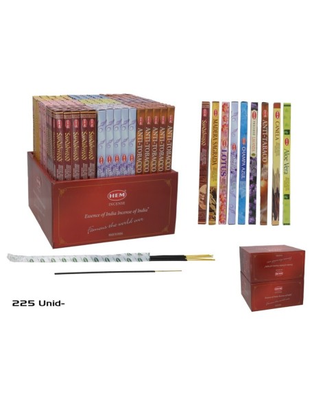 INCIENSO CUAD. PDQ-225PCS 9 SURT. 23CM