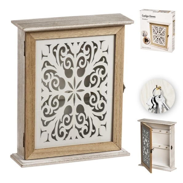 CUELGALLAVES MADERA MANDALA 29,5 cm T/CRISTAL