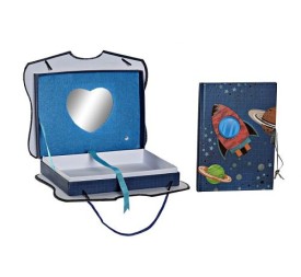 DIARIO CARTON PAPEL 27X4,3X17,5 COSMOS AZUL