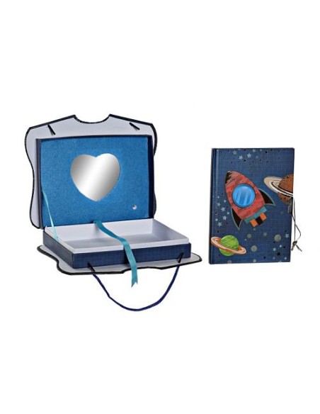 DIARIO CARTON PAPEL 27X4,3X17,5 COSMOS AZUL