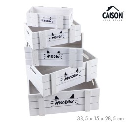 SET 5 CAJAS MADERA PRINT MEOW