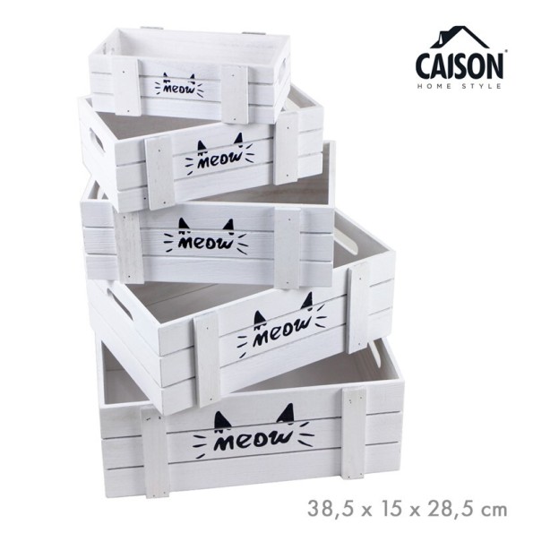 SET 5 CAJAS MADERA PRINT MEOW