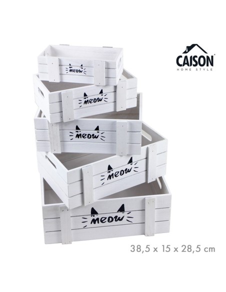 SET 5 CAJAS MADERA PRINT MEOW
