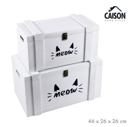 SET 2 BAULES MADERA PRINT MEOW