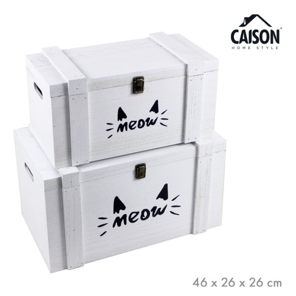 SET 2 BAULES MADERA PRINT MEOW