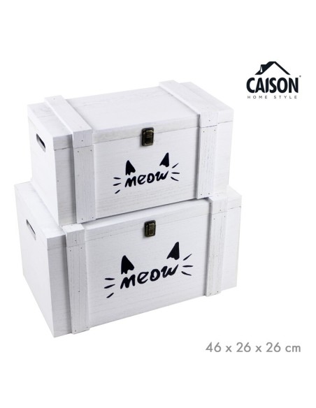 SET 2 BAULES MADERA PRINT MEOW