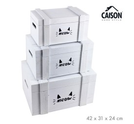 SET 3 CAJAS MADERA PRINT MEOW