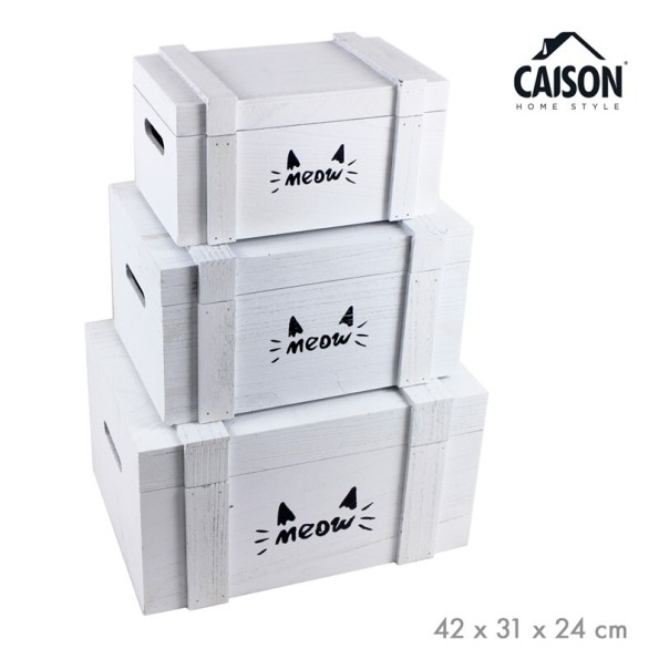 SET 3 CAJAS MADERA PRINT MEOW