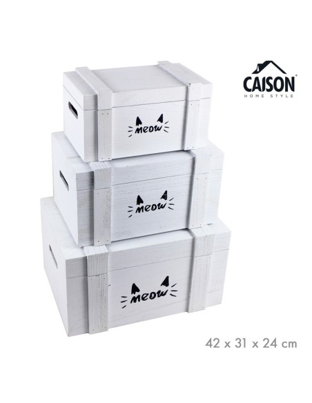 SET 3 CAJAS MADERA PRINT MEOW