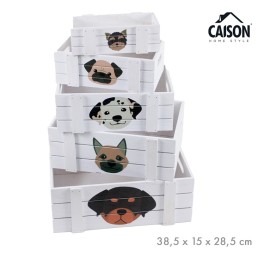 SET 5 CAJAS MADERA PRINT COZY DOGS