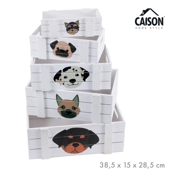 SET 5 CAJAS MADERA PRINT COZY DOGS