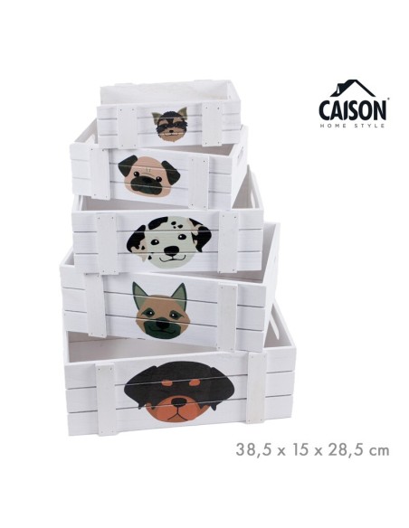 SET 5 CAJAS MADERA PRINT COZY DOGS