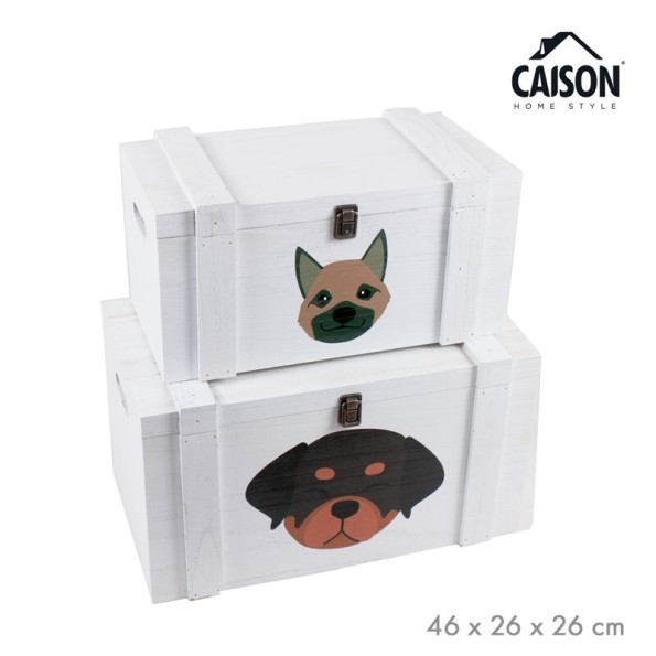 SET 2 BAULES MADERA AMERICAN COZY DOGS