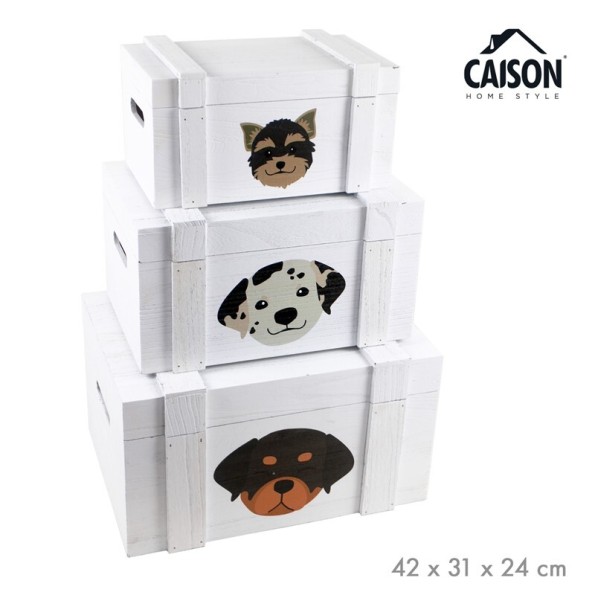 SET 3 CAJAS DE MADERA CON TAPA COZY DOGS