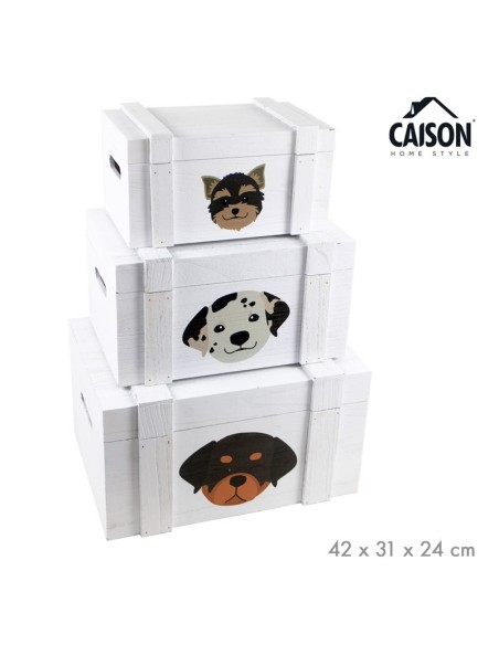 SET 3 CAJAS DE MADERA CON TAPA COZY DOGS