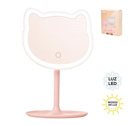 ESPEJO LED CON BANDEJA Y LUZ REGULABLE CAT