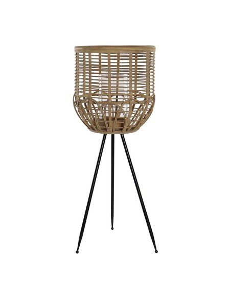 PORTAVELA RATAN CRISTAL 31X31X77 PIE NATURAL