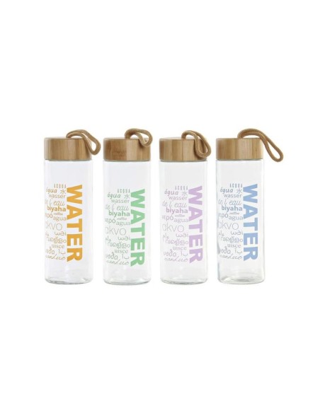 BOTELLA CRISTAL BAMBU 7X7X21 580 ML, 4 SURT.
