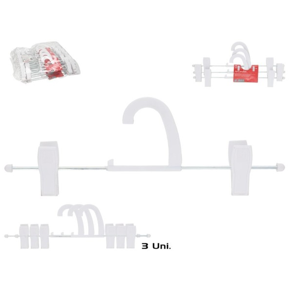 PERCHA CON PINZAS FALDA / PANTALON X3 34X13X3,5CM