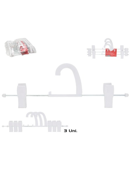 PERCHA CON PINZAS FALDA / PANTALON X3 34X13X3,5CM