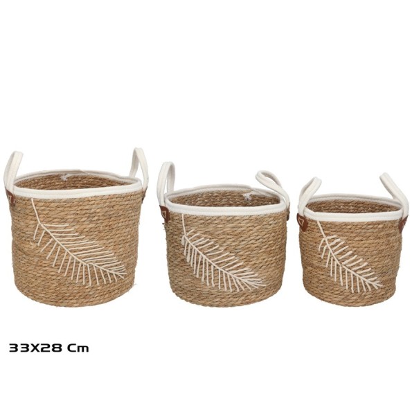 SET 3 CESTAS C/ASAS BALY 33X28CM