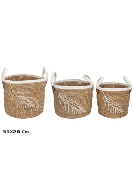 SET 3 CESTAS C/ASAS BALY 33X28CM