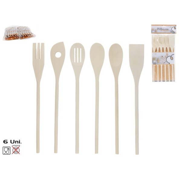 SET UTENSILIOS DE COCINA X6 - MADERA