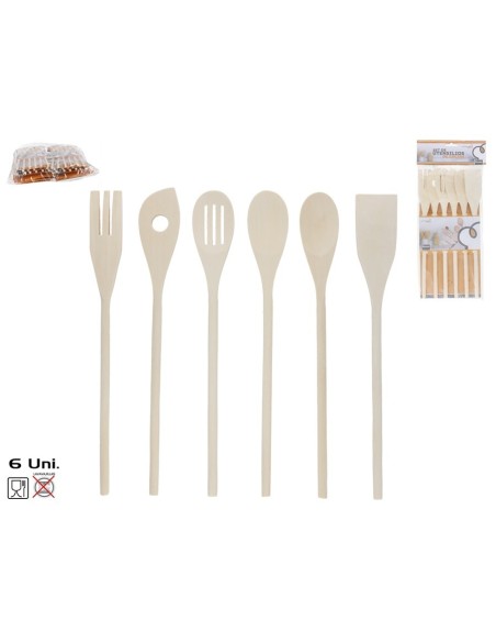 SET UTENSILIOS DE COCINA X6 - MADERA