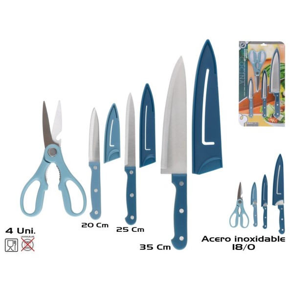 SET CUCHILLOS COCINA CON TIJERAS 20 CM