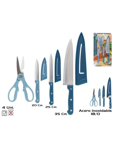 SET CUCHILLOS COCINA CON TIJERAS 20 CM