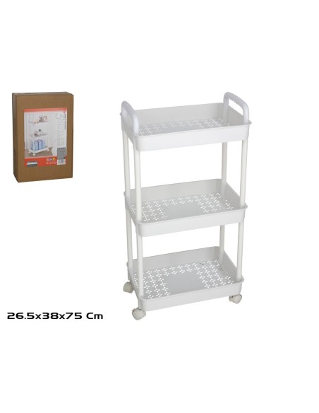 CARRITO MULTIUSOS 3 NIVELES BLANCO 38X26,5X75CM