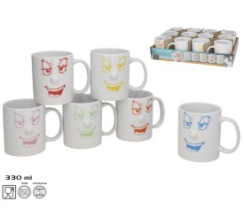 TAZA MUG CERAMICA HAPPY FACES 330ML 6 SU