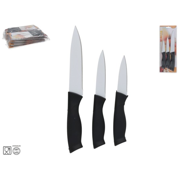 SET 3 CUCHILLOS ACERO INOX. QUIQUE 27.5X3.5X1.5CM