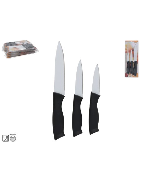 SET 3 CUCHILLOS ACERO INOX. QUIQUE 27.5X3.5X1.5CM