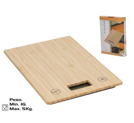 BASCULA DE COCINA DIGITAL 5KG BAMBU 21,5X15X2CM
