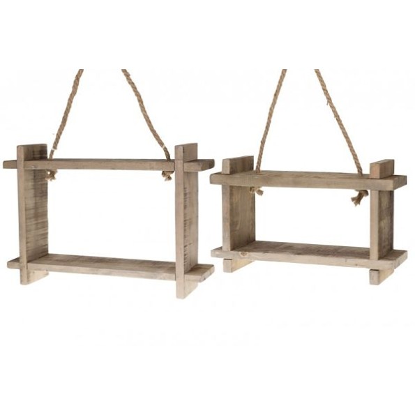 HANGING WALL SHELF HISTORIC WOOD 54x37x13CM NATURAL