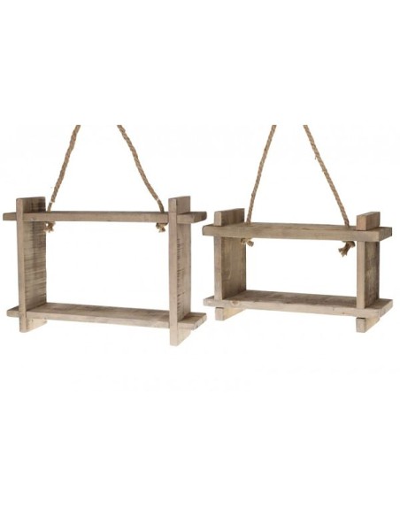 HANGING WALL SHELF HISTORIC WOOD 54x37x13CM NATURAL