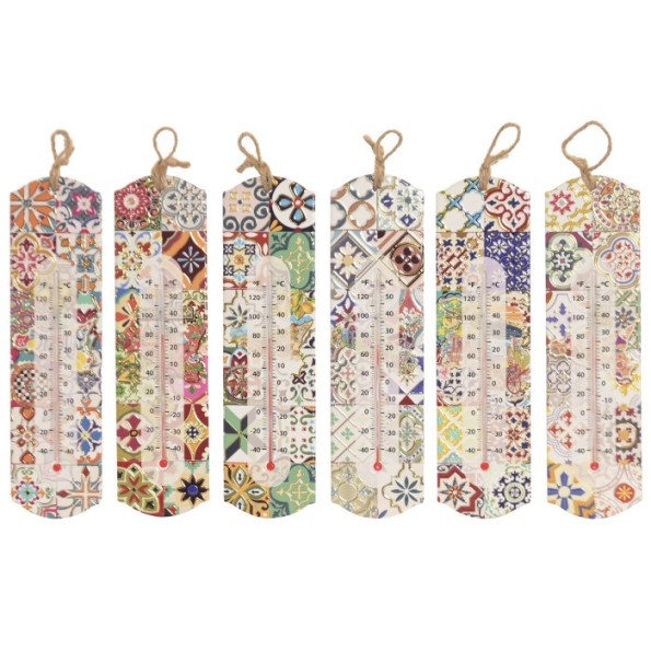 TERMOMETRO GRES 7X1X26 AZULEJOS DORADO 6 SURT.