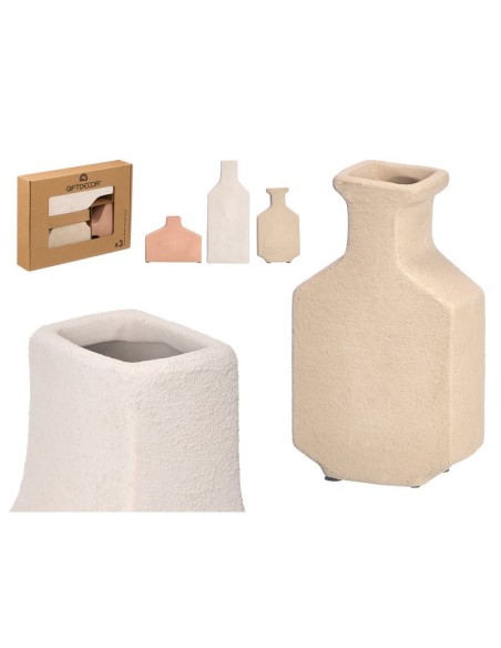 SET 3 JARRONES TERRA RECTANGULARES SURT 3 COLORES