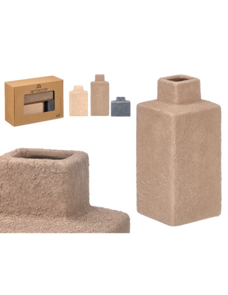 SET 3 JARRONES TERRA CUADRADOS SURT 3 COLORES